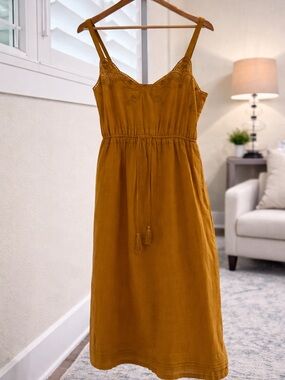 J. Crew Embroidered Mustard Sundress